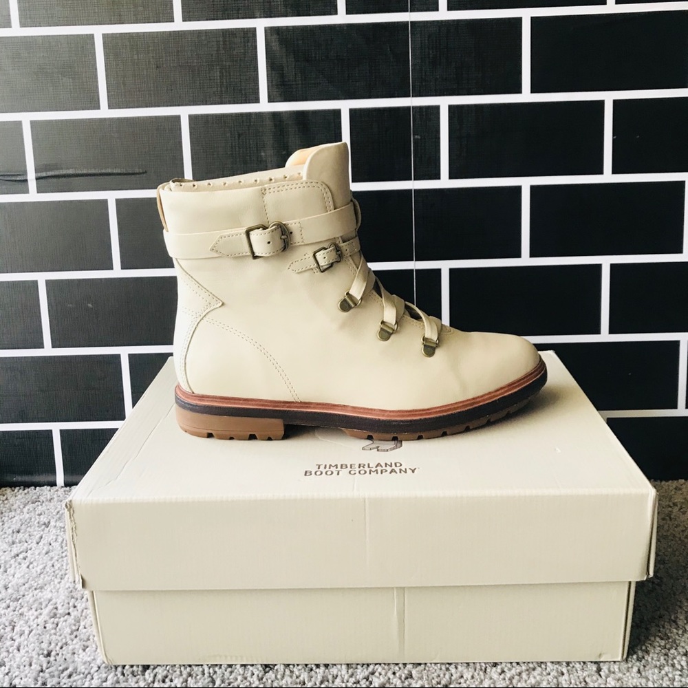 TIMBERLAND BOOT CO LACE ANKLE BOOT WHITE FULL GRAI